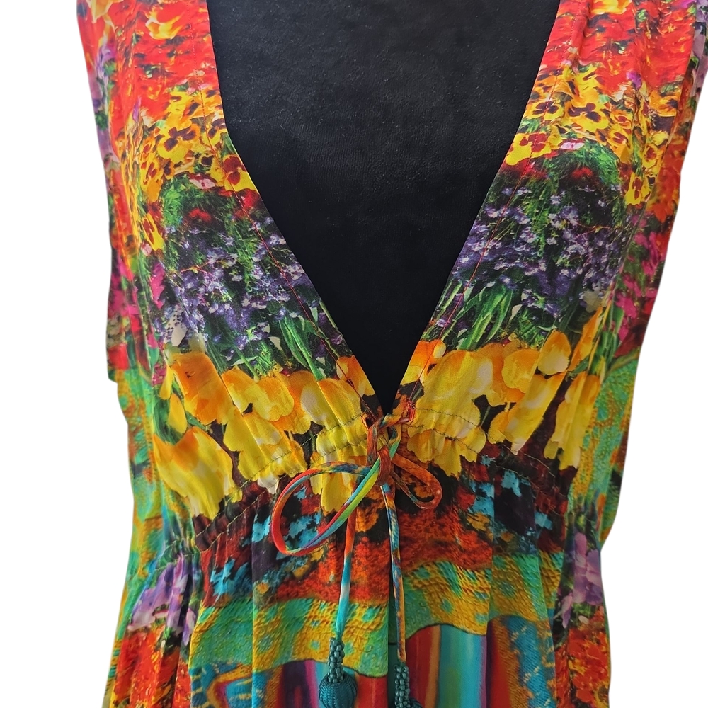 Vibrant Shahida Paridis Multicolor V-Neck Maxi Dress - Picture 3 of 10